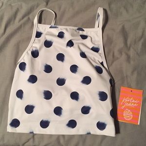 KJ Squared Up Top brushed navy dots